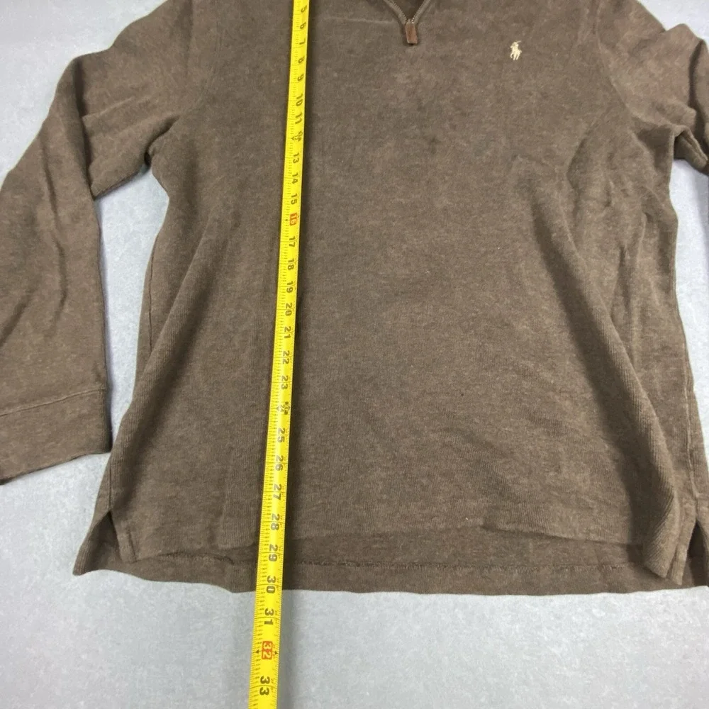 VINTAGE Polo Ralph Lauren Leather Tab Sweater Mens XL Brown Pullover Mock‎ Neck